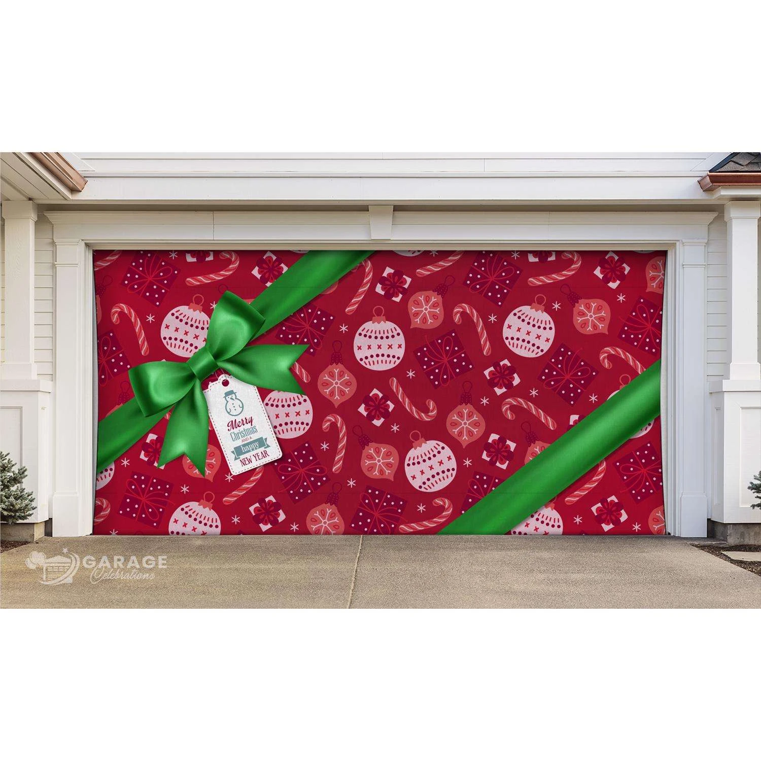 Celebrations Merry Christmas And Happy New Year 7 Ft. X 16 Ft. Garage Door Cover 4 Celebrations Merry Christmas And Happy New Year 7 Ft. X 16 Ft. Garage Door Cover - Image 2