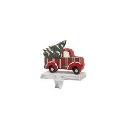Glitzhome Multicolored Red Truck Stocking Holder 6.12 In.