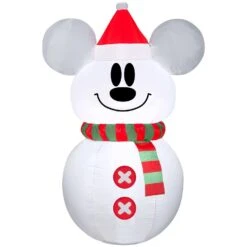 Gemmy Airblown LED White Mickey Mouse Snowman 3.5 Ft. Inflatable