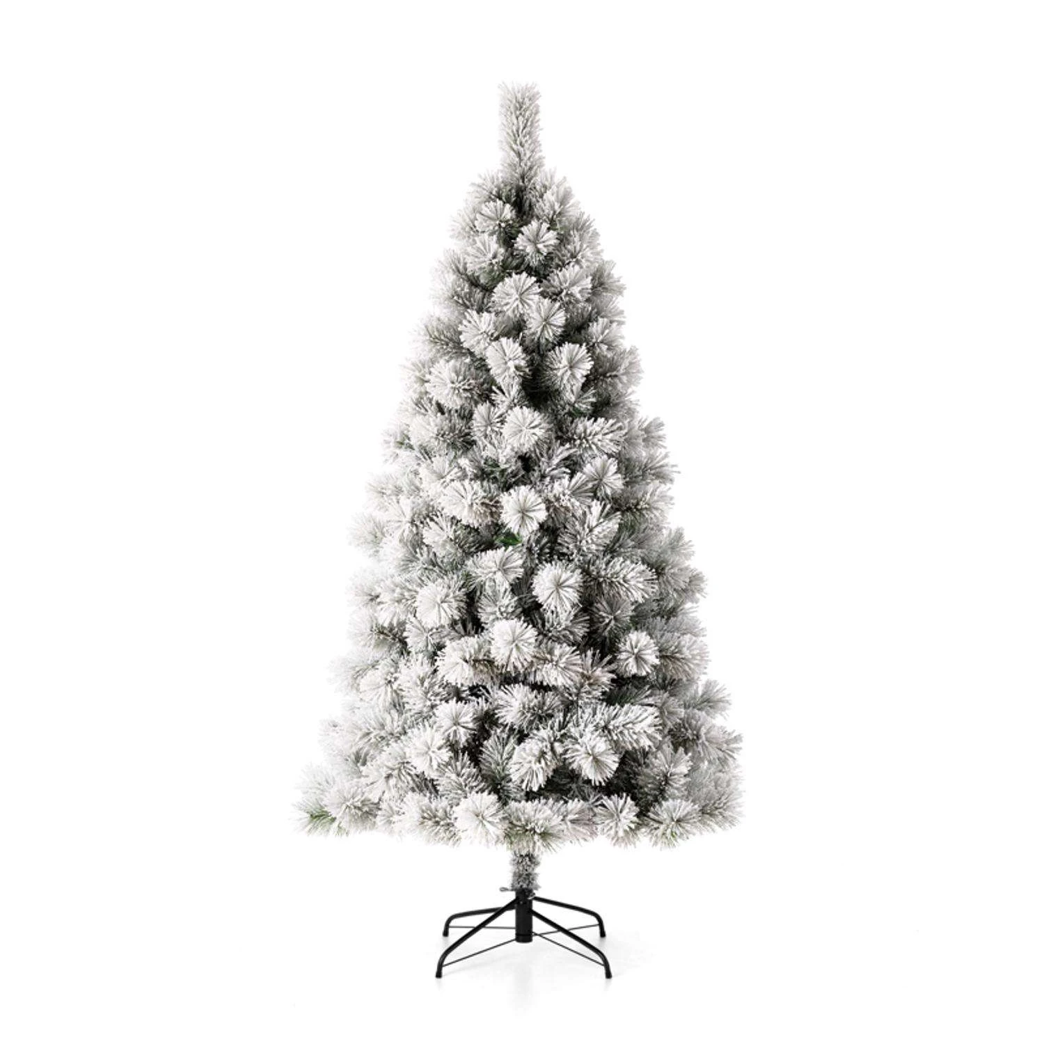 Glitzhome 6 Ft. Pencil LED 300 Ct Snow Flocked Pencil Pine Christmas Tree 3 Glitzhome 6 Ft. Pencil LED 300 Ct Snow Flocked Pencil Pine Christmas Tree