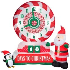 Gemmy LED Spinning Countdown Clock To Christmas Scene 9 Ft. Inflatable