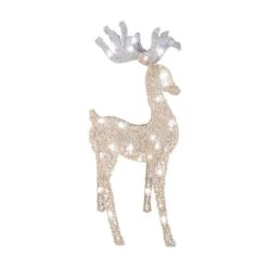 Gemmy Flat-tastics LED White Starry Night A Frame Buck 30 In. Yard Decor