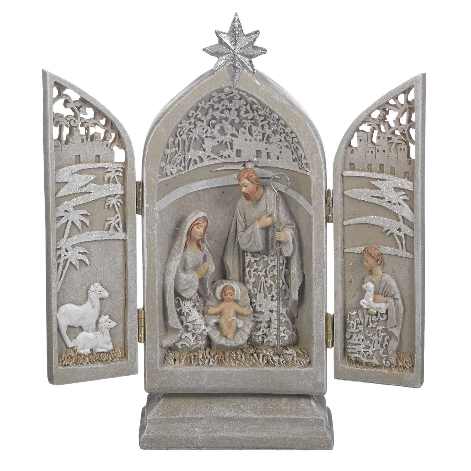 Roman Holiday Multicolored Holy Family Triptych Figurine 8.46 In.