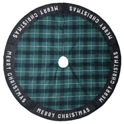 Celebrations Home Black/Green/White Merry Christmas Tree Skirt 27 In.