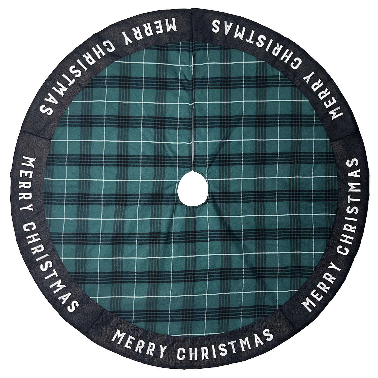 Celebrations Home Black/Green/White Merry Christmas Tree Skirt 27 In. 3 Celebrations Home Black/Green/White Merry Christmas Tree Skirt 27 In.