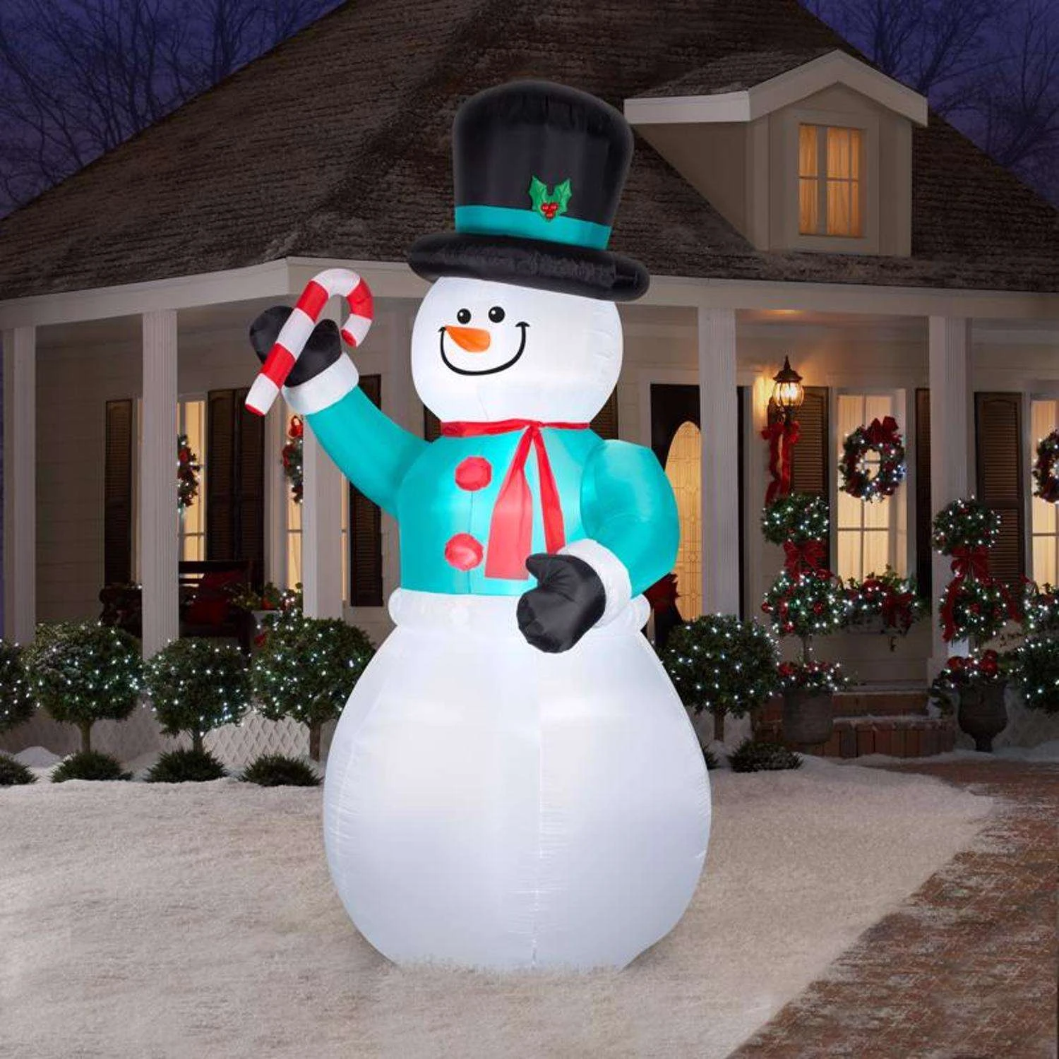 Gemmy LED Snowman With Candycane 12 Ft. Inflatable 4 Gemmy LED Snowman With Candycane 12 Ft. Inflatable - Image 2