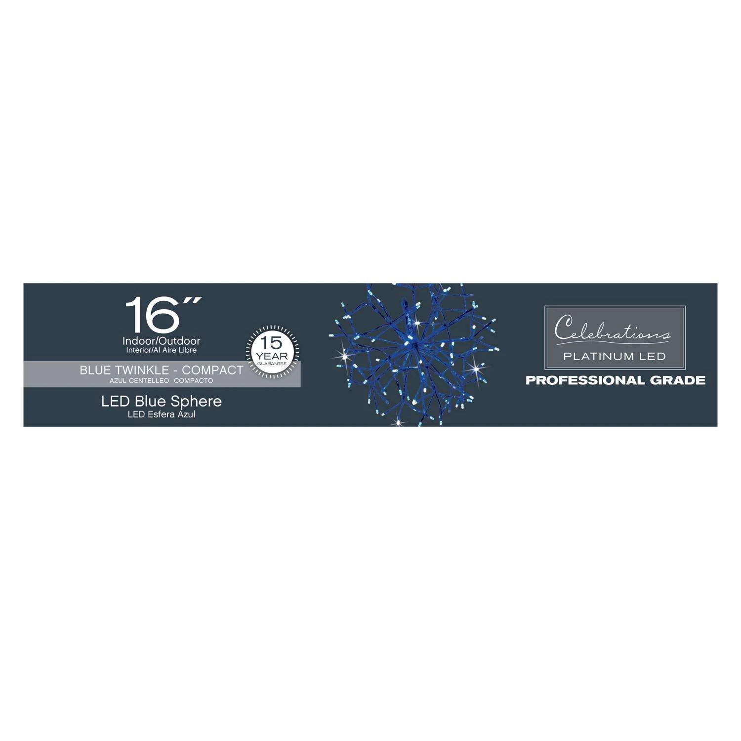 Celebrations Platinum LED Blue Shimmer Sphere 16 In. Hanging Decor 4 Celebrations Platinum LED Blue Shimmer Sphere 16 In. Hanging Decor - Image 2