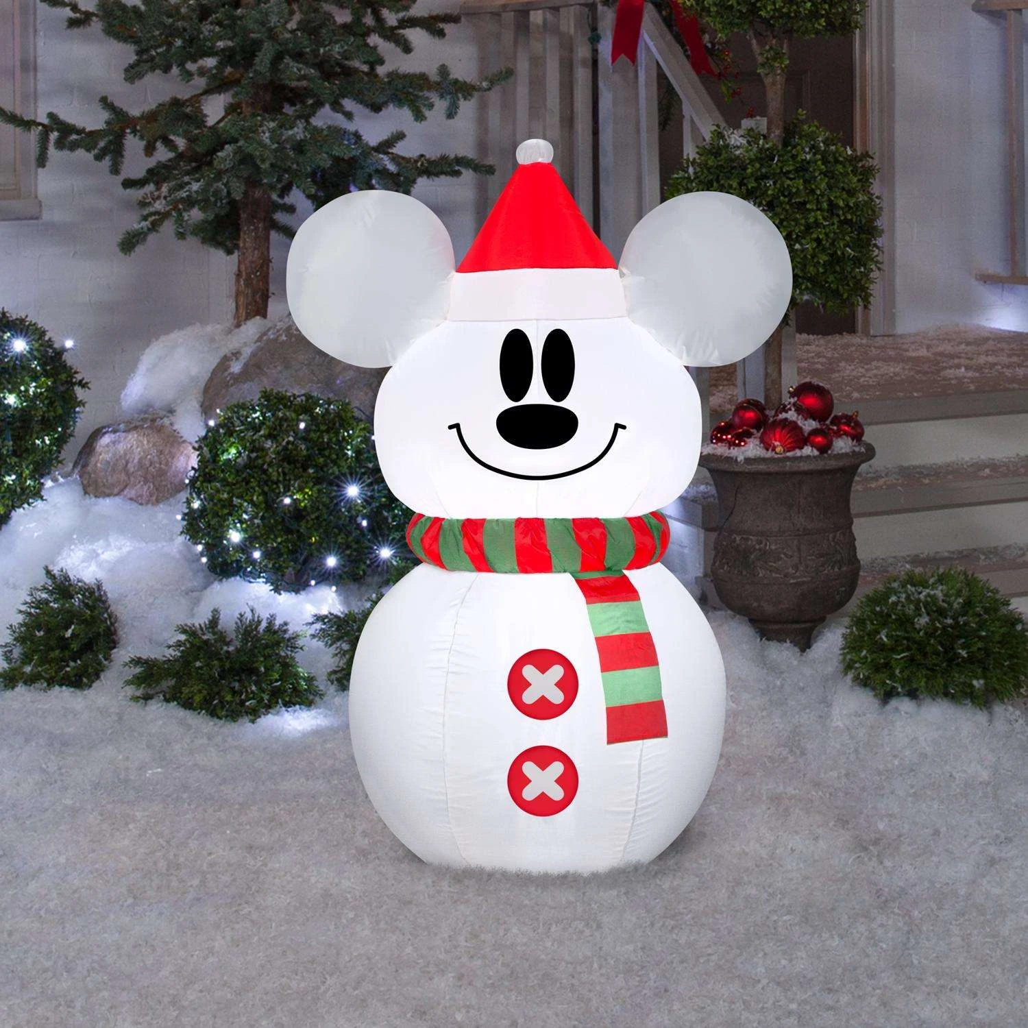 Gemmy Airblown LED White Mickey Mouse Snowman 3.5 Ft. Inflatable 4 Gemmy Airblown LED White Mickey Mouse Snowman 3.5 Ft. Inflatable - Image 2