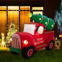 Glitzhome Santa On Pick Up Truck Decor 70.87 In. Inflatable -Roman Shop 4de51c68 1fe1 4889 b0a4 5f052c0a02e0