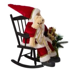 Glitzhome Multicolored Sitting Santa With Wooden Rocking Chair Figurine 11.02 In. -Roman Shop 4f85fae6 c31f 4d00 adb0 66999af0e7e0