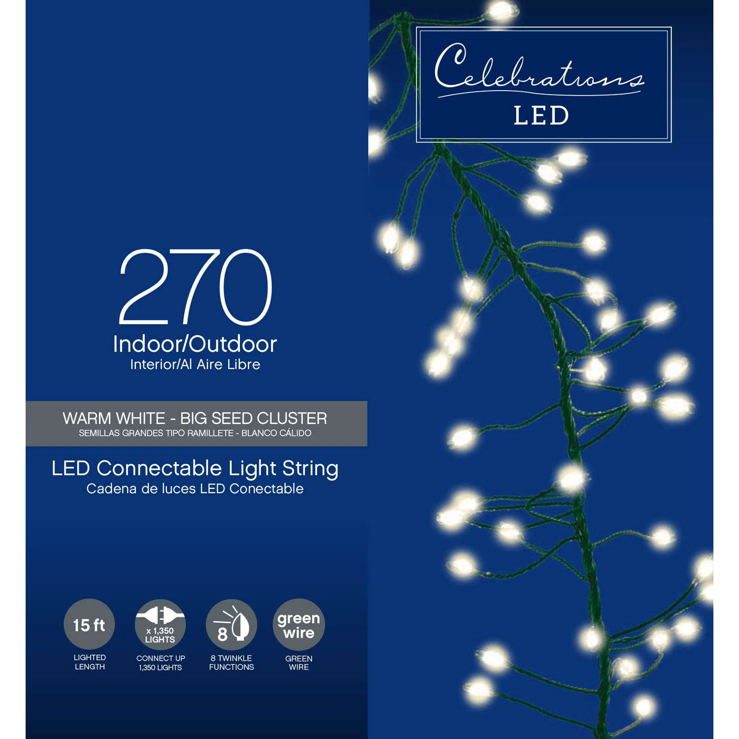 Celebrations LED Micro Dot/Fairy Clear/Warm White 270 Ct String Christmas Lights 15 Ft. 3 Celebrations LED Micro Dot/Fairy Clear/Warm White 270 Ct String Christmas Lights 15 Ft.
