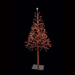 Holiday Bright Lights LED Red Lighted Shimmering Tree 42 In. Yard Decor