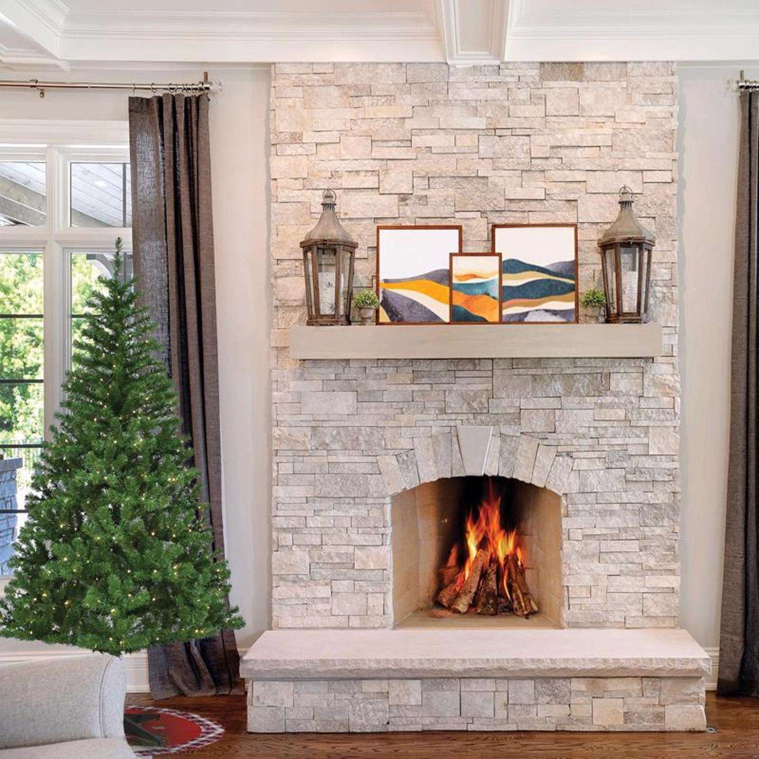 Celebrations 7 Ft. Slim LED 400 Lights Pine Christmas Tree 5 Celebrations 7 Ft. Slim LED 400 Lights Pine Christmas Tree - Image 3