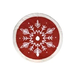 Celebrations Home Red/White Scandinavian Snowflake Tree Skirt 28 In.