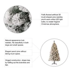 Glitzhome 6 Ft. Pencil LED 300 Ct Snow Flocked Pencil Pine Christmas Tree 14 Glitzhome 6 Ft. Pencil LED 300 Ct Snow Flocked Pencil Pine Christmas Tree -Roman Shop 63af9673 ddb8 4f34 bfe6 76ab939a1697
