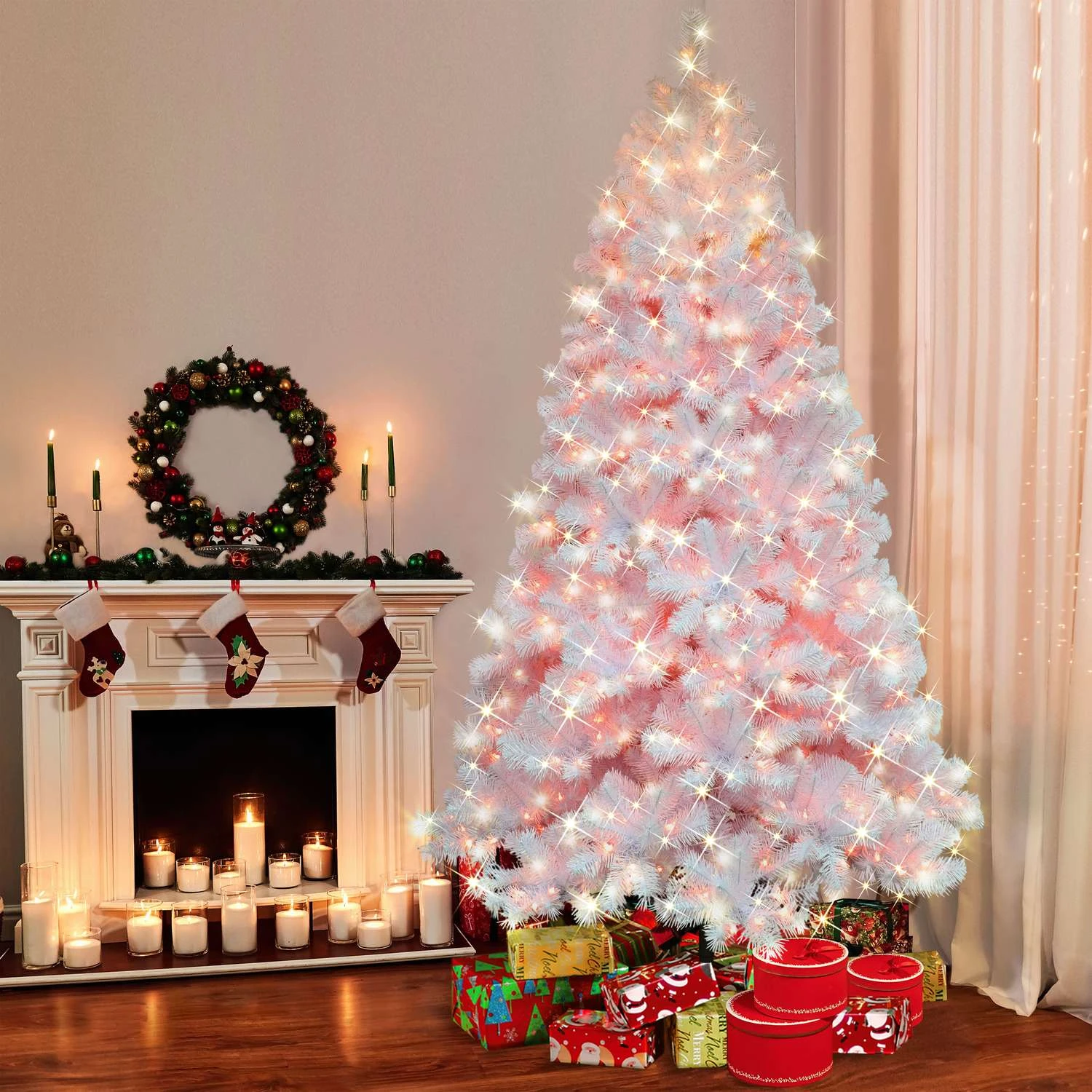 Puleo International 7-1/2 Ft. Full Incandescent 600 Ct White Northern Fir Christmas Tree 4 Puleo International 7-1/2 Ft. Full Incandescent 600 Ct White Northern Fir Christmas Tree - Image 2