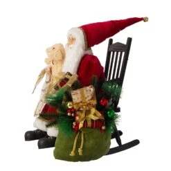 Glitzhome Multicolored Sitting Santa With Wooden Rocking Chair Figurine 11.02 In. -Roman Shop 6bca17ef 7e70 4afc bb43 43308f21fa5a