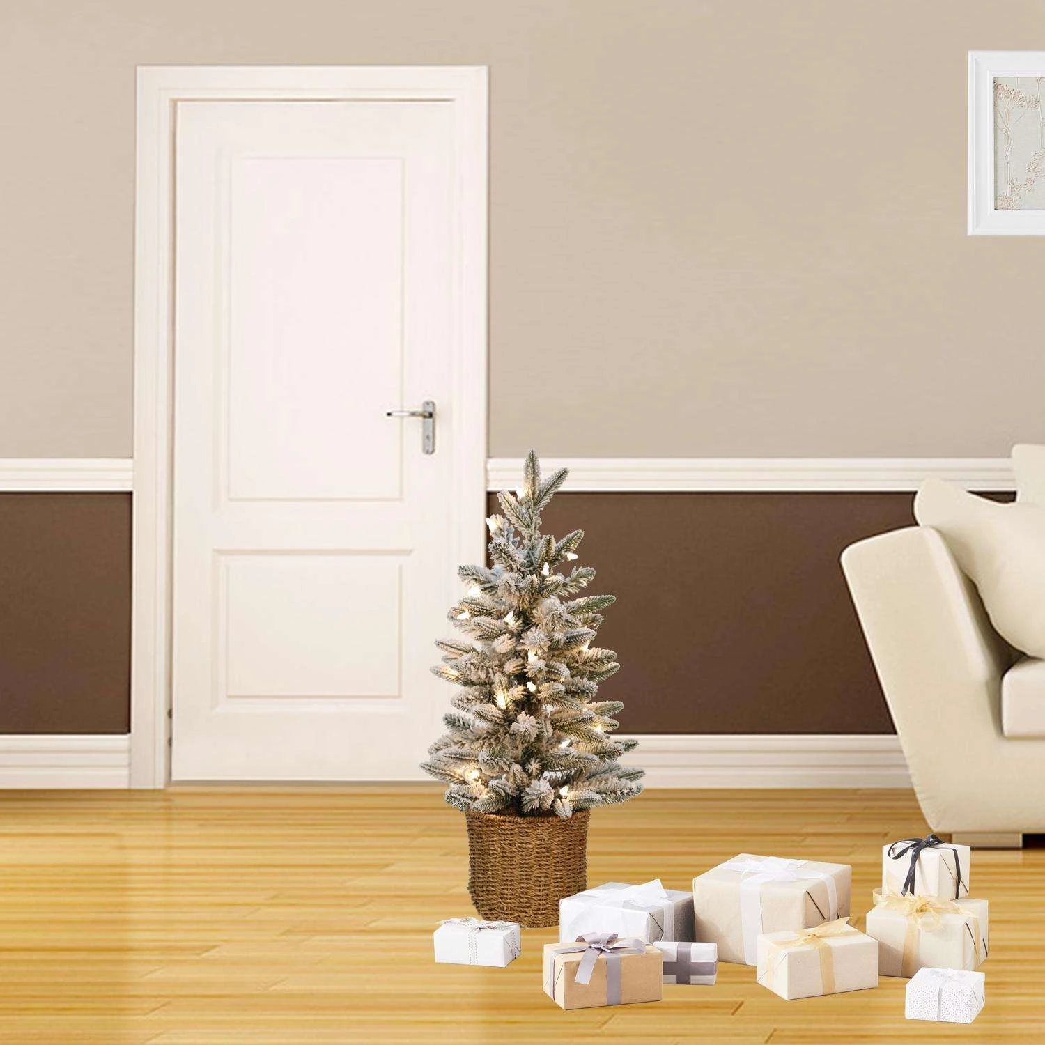 Celebrations 2 Ft. Full LED 35 Ct Flocked Christmas Tree 4 Celebrations 2 Ft. Full LED 35 Ct Flocked Christmas Tree - Image 2