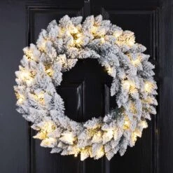 Glitzhome 24 In. D Incandescent Prelit Warm White Snow Flocked Wreath -Roman Shop 71ec6c67 6198 450b 8639 0a27f63aaaee