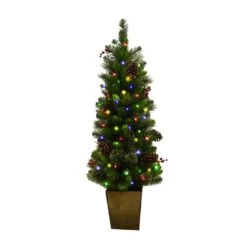 Celebrations Platinum 4 Ft. Slim LED 50 Lights Mixed Cedar Pine Christmas Tree