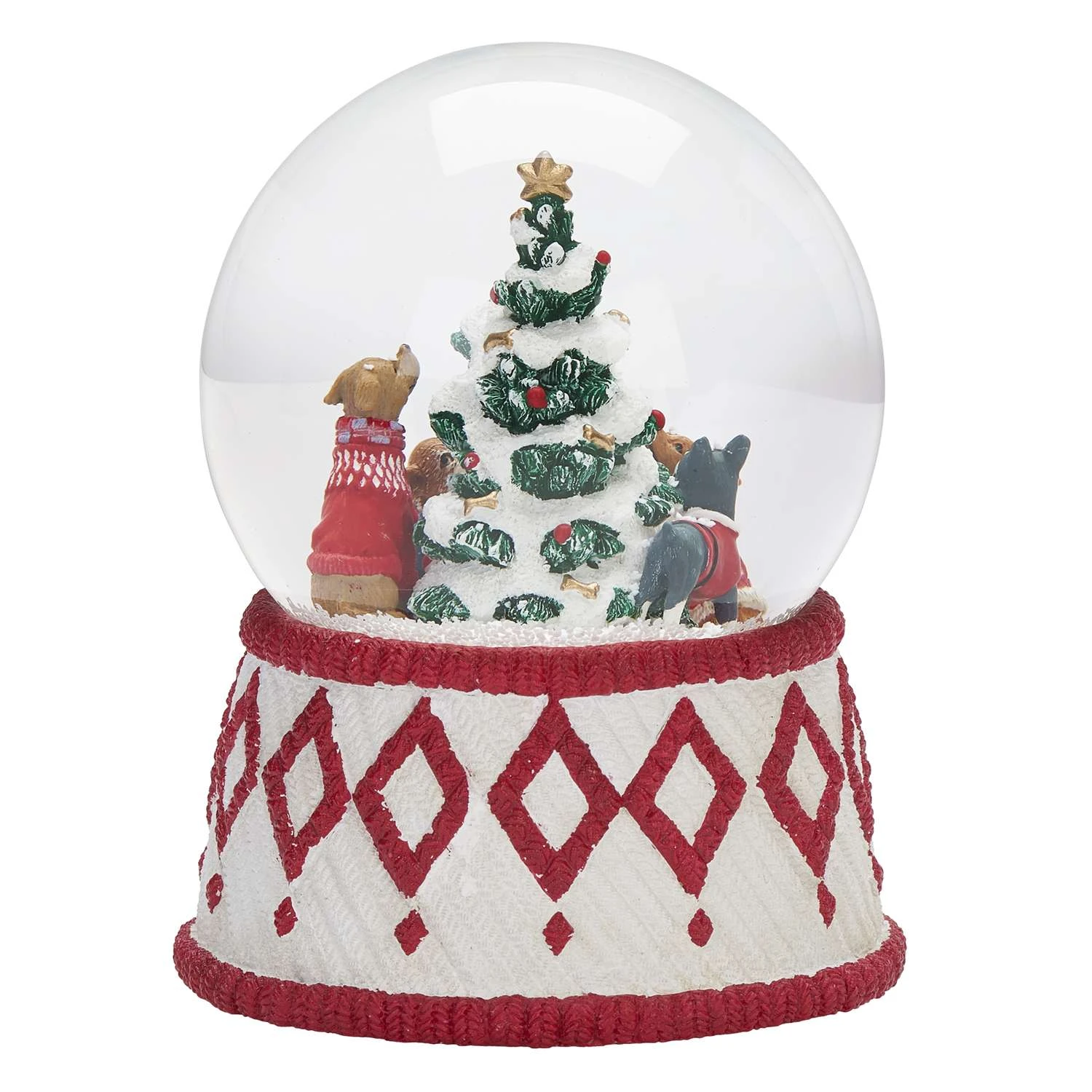 Roman Glitter Dome LED Red/White Musical Dogs Around The Tree Indoor Christmas Decor 6 In. 4 Roman Glitter Dome LED Red/White Musical Dogs Around The Tree Indoor Christmas Decor 6 In. - Image 2