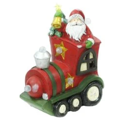 Alpine LED Multi Santa In Train 15 In. Yard Decor