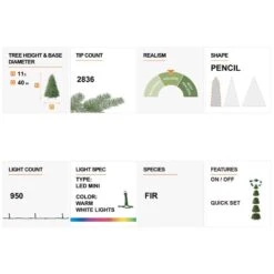 Glitzhome 11 Ft. Pencil LED 950 Ct Fir Artificial Christmas Tree -Roman Shop 94b78a78 9601 42c2 bf0e 58a64e6f4c09