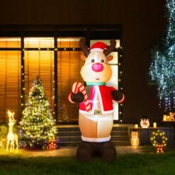 Glitzhome Reindeer Holding Candy Cane 94.49 In. Inflatable -Roman Shop 9eaeab07 7da9 45fe adeb 07373d747b87