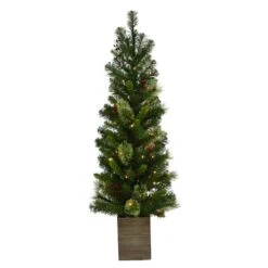 Celebrations 4 Ft. Pencil LED 50 Ct Potted Tree Christmas Tree