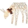 Sienna LED White 3D Wire Deer With Red Plaid Bow 2 Ft. Yard Decor