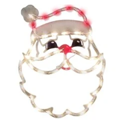 IG Design Red/White Santa Face Silhouette Window Decoration 17 In.