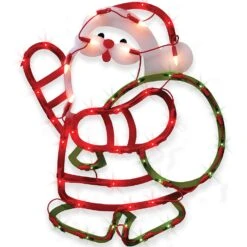 IG Design Multicolored Lit Santa Silhouette Window Decoration 23 In.