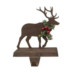 Glitzhome Multicolored Reindeer Stocking Holder 6.5 In.