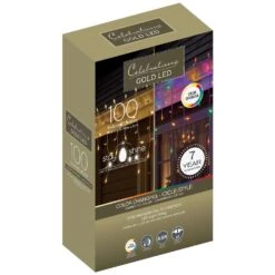 Celebrations Gold LED Mini Multicolored/Warm White 100 Ct Icicle Christmas Lights 8.5 Ft.
