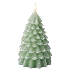 Lumineo Green Flickering Flameless Tree Candle 7 In.