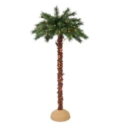 Puleo International 6 Ft. Slim Incandescent 150 Ct Artificial Palm Tree