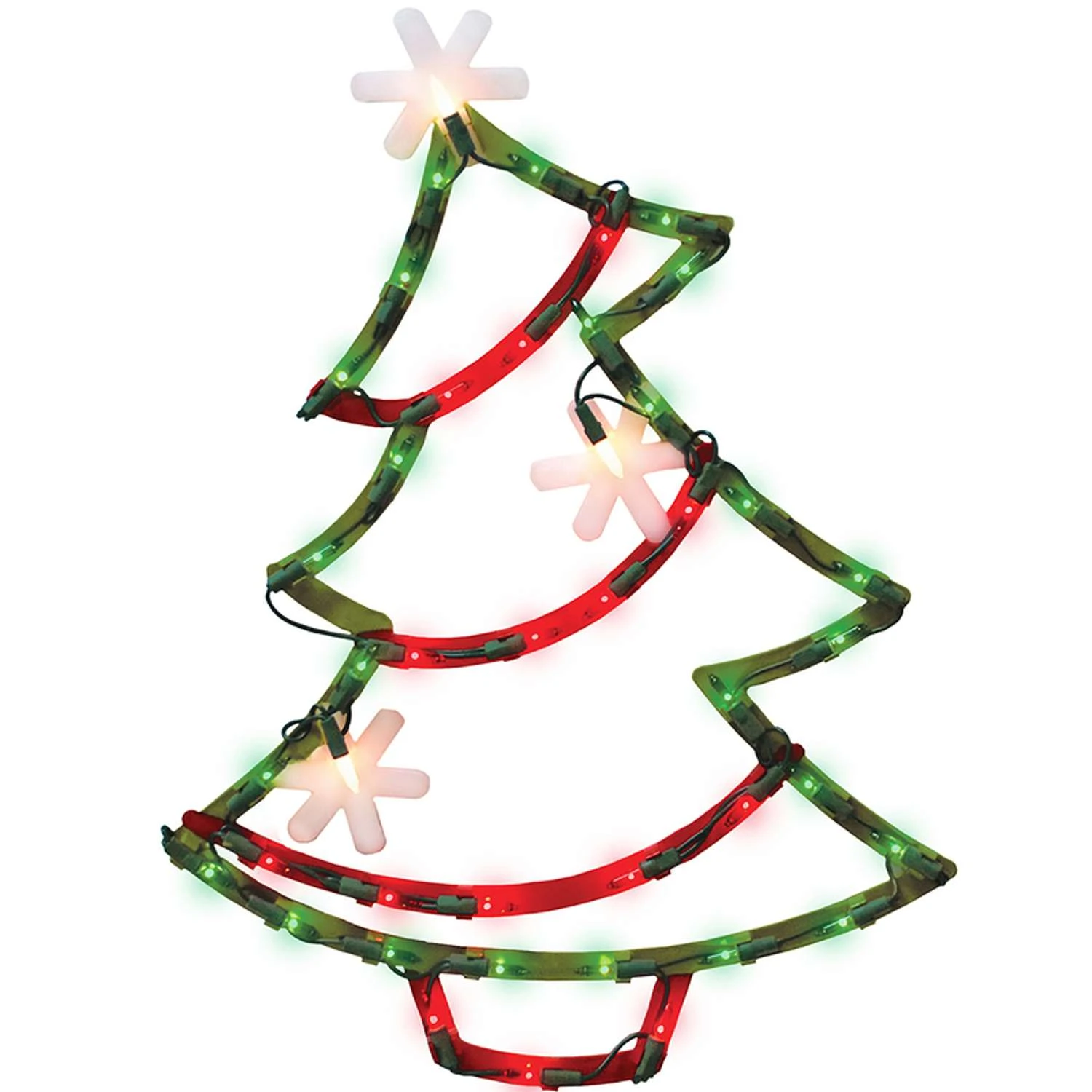 IG Design Green/Red Christmas Tree Silhouette Window Decoration 23 In. 2 IG Design Green/Red Christmas Tree Silhouette Window Decoration 23 In.