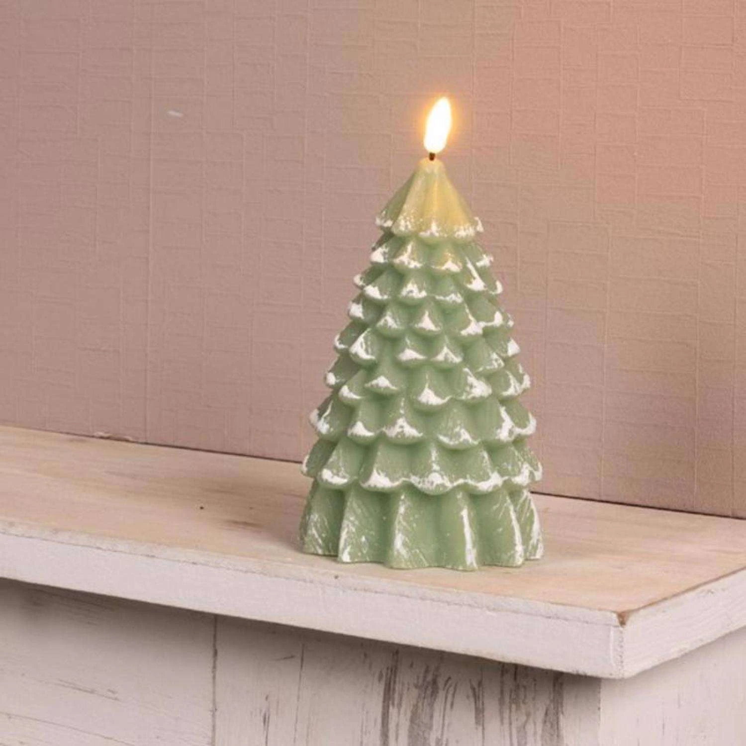 Lumineo Green Flickering Flameless Tree Candle 7 In. 4 Lumineo Green Flickering Flameless Tree Candle 7 In. - Image 2