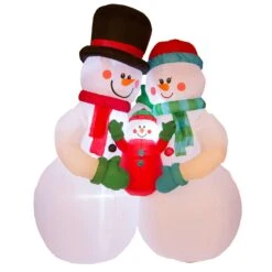 Glitzhome Snowman Family Decor 94.49 In. Inflatable