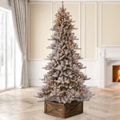 Glitzhome 9 Ft. LED 650 Ct Classic Flocked Fir Christmas Tree -Roman Shop cfedc942 7652 4d5f a1cd d9100ff43498