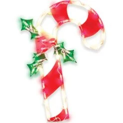 IG Design Green/Red/White Candy Canes Silhouette Window Decoration 17 In.
