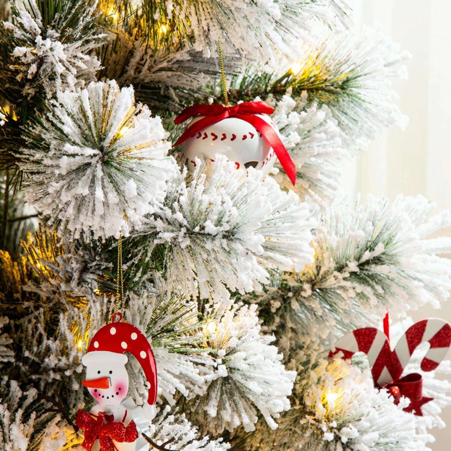 Glitzhome 6 Ft. Pencil LED 300 Ct Snow Flocked Pencil Pine Christmas Tree 5 Glitzhome 6 Ft. Pencil LED 300 Ct Snow Flocked Pencil Pine Christmas Tree - Image 3