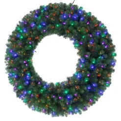 Celebrations Platinum 26 In. D LED Prelit Multicolored Mixed Pine Wreath