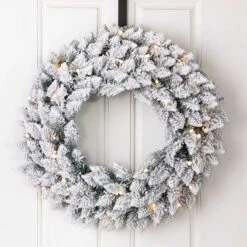 Glitzhome 24 In. D Incandescent Prelit Warm White Snow Flocked Wreath -Roman Shop f3fcf876 d0e7 4640 a92a 6e6ca6744afb