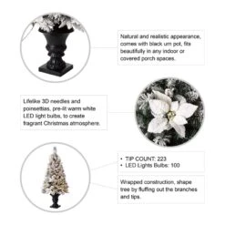 Glitzhome 4 Ft. Pencil LED 100 Ct Pine Artificial Christmas Tree -Roman Shop f5710eca 35ce 465a be2a 193b63113d34