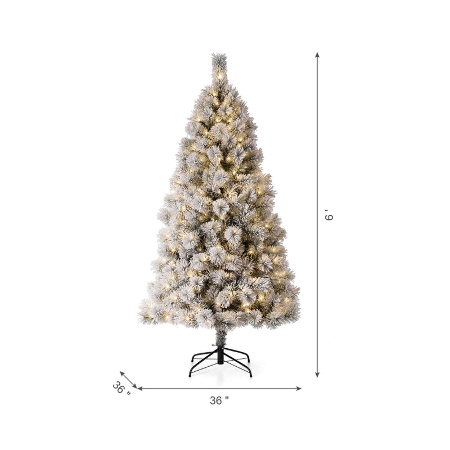 Glitzhome 6 Ft. Pencil LED 300 Ct Snow Flocked Pencil Pine Christmas Tree 4 Glitzhome 6 Ft. Pencil LED 300 Ct Snow Flocked Pencil Pine Christmas Tree - Image 2