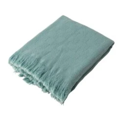Glitzhome Olive Green Checked Throw Blanket 0.1 In.